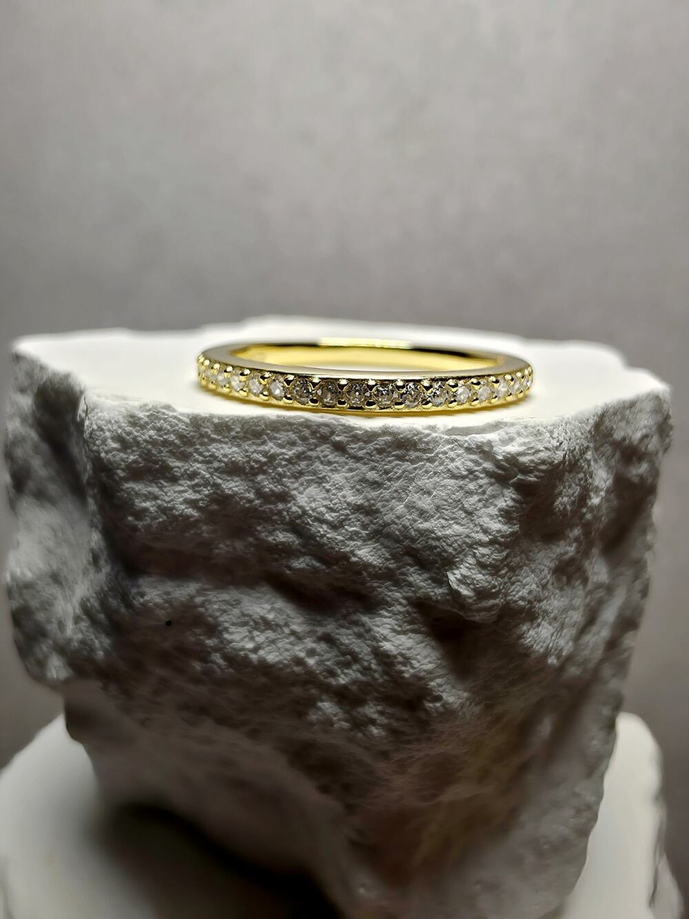 S7 Moissanite Half Eternity Gold Band 925 Sterling Silver